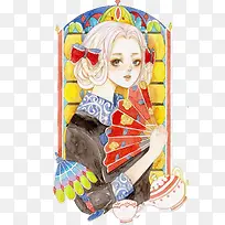 拿扇子的女孩