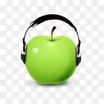 戴耳机的苹果