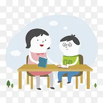 卡通装饰热心辅导学生插图