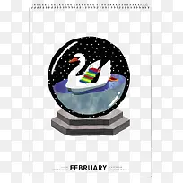 二月创意彩色日历设计