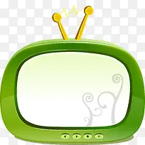 卡通绿色电视节标签背景矢量图
