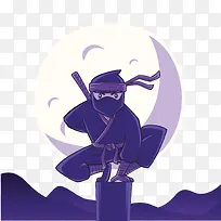 紫色夜晚日本忍者