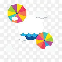 雨季空中彩虹雨伞