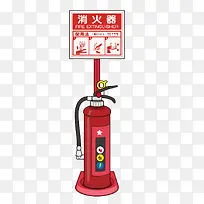 红色卡通灭火器矢量图