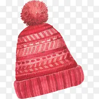 红色毛线保暖帽子