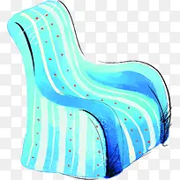 手绘蓝色艺术条纹沙发