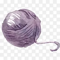 水彩手绘紫色毛线球