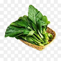 一篮子新鲜绿色菜心美食插图免抠