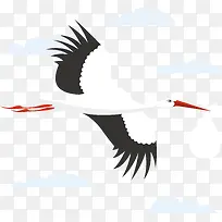 一只白色飞翔的白鹤