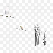 中国风冬季树木飞鹤