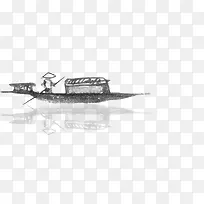 卡通手绘船夫划船