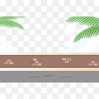 路面风景植物矢量图