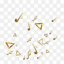 金属三角形和音符漂浮元素