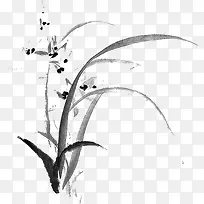 手绘花草水墨画