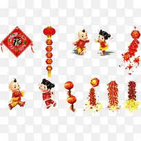 传统中国风福字鞭炮
