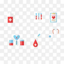 矢量扁平化卡通献血系列图标