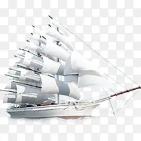 白色帆船素材