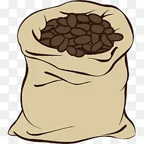 矢量手绘袋装咖啡豆