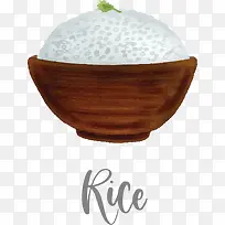 美味手绘水彩米饭