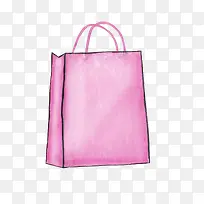 手绘卡通粉色手提袋购物主题