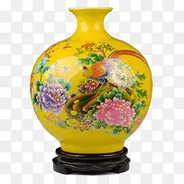 黄色陶瓷花瓶摆件