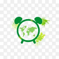 绿色创意环保闹钟插画免抠