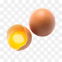 褐色鸡蛋初生蛋和打开的初生蛋黄