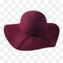复古紫红色大檐帽