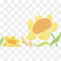 黄色花朵简笔画矢量图