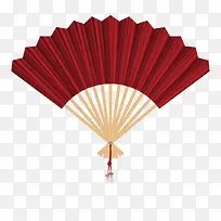 矢量中国风红色折扇