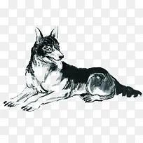 水墨猎狗