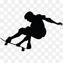 黑色特技滑板少年