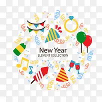 彩绘新年装饰矢量图