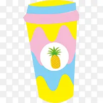 夏季饮料杯装菠萝汁