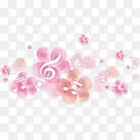 粉色美丽春季花朵音符