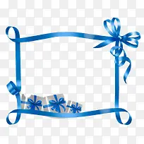 蓝色丝带礼物装饰横条边框