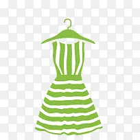 绿色条纹短袖连衣裙设计矢量素材