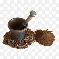 咖啡豆捣碎研磨咖啡粉