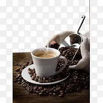 咖啡豆和咖啡实物图