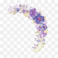 紫色水粉花朵装饰图案