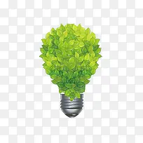 创意绿色树叶灯泡