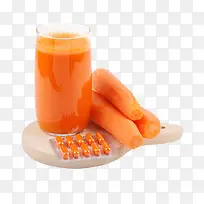 胡萝卜做成的果汁胡萝卜素胶囊