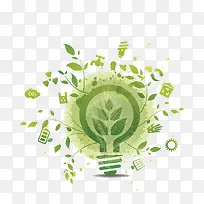 绿色清新创意低碳环保灯泡插画