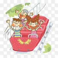 卡通儿童坐过山车