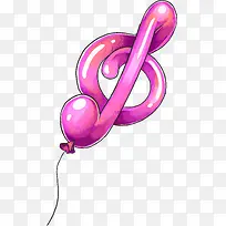 粉色手绘的气球音符
