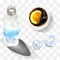 矿泉水柠檬可乐冰块