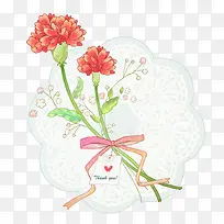 手绘水彩插画母亲节花朵康乃馨