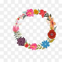 圆形彩色花环矢量图