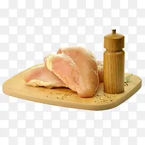 鸡胸肉和切菜板