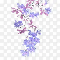 紫色梦幻花枝装饰图案